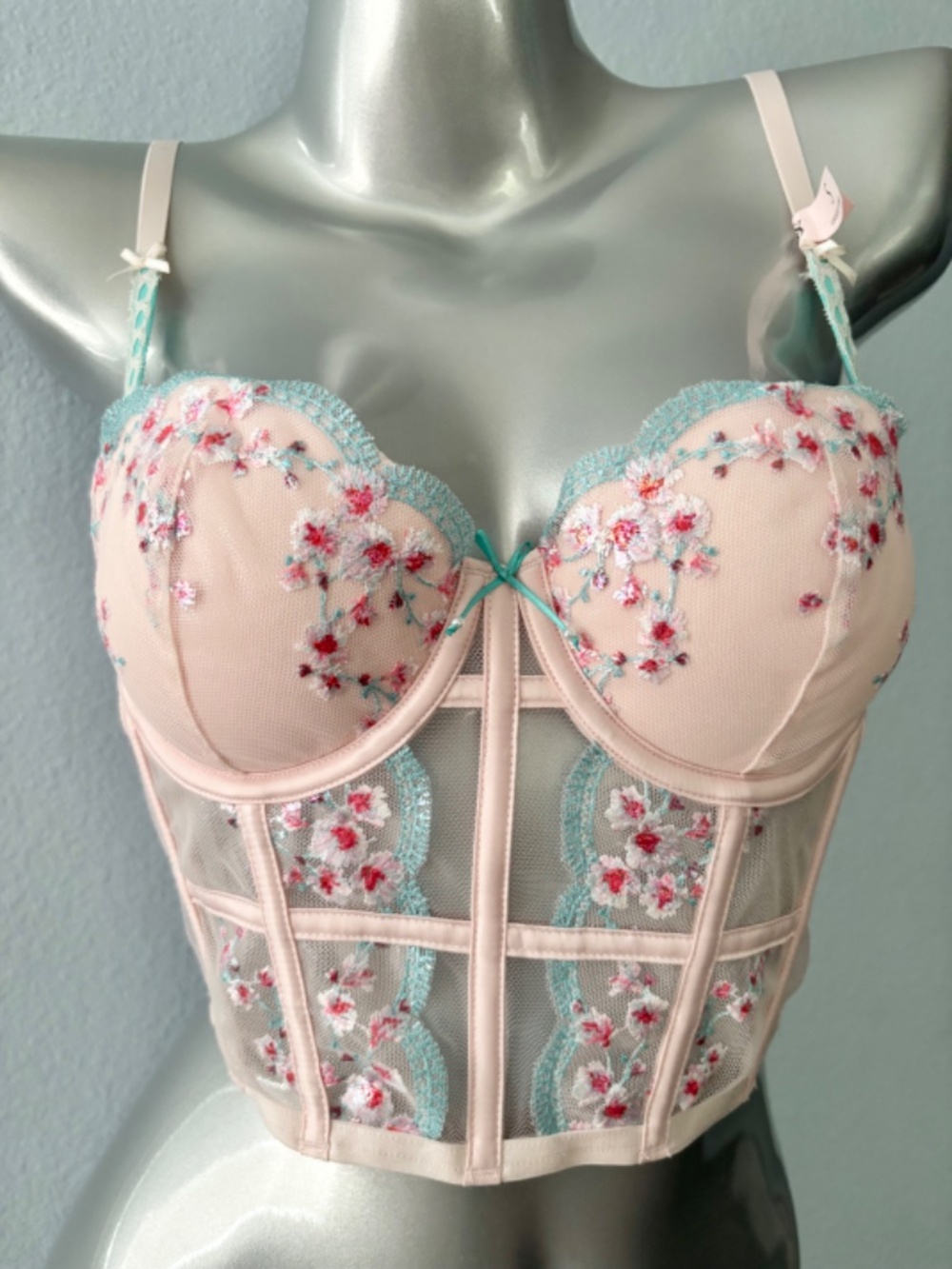 Victoria's Secret Bra Corset Long Line Dream Angels Pink Underwire Nwt Small S